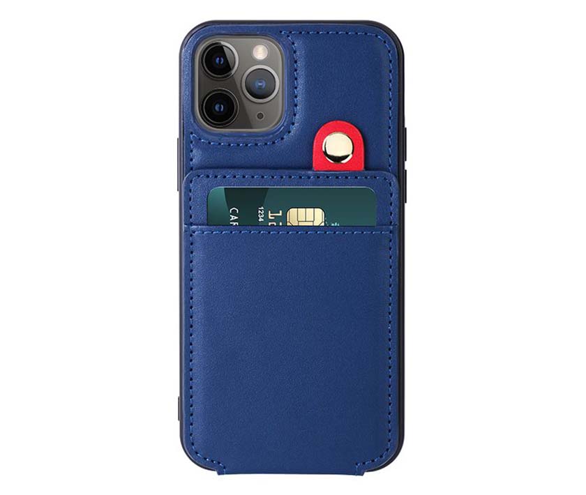 Card slots leather case（Lanyard version Blue）
