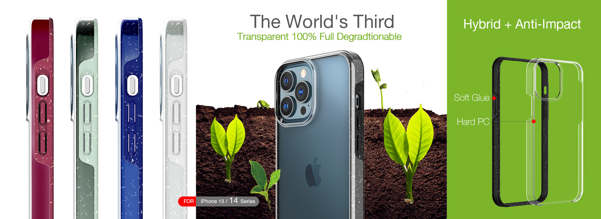 X-Fitted Transparent Hybrid 100% biodegradable and degradable iphone13 case